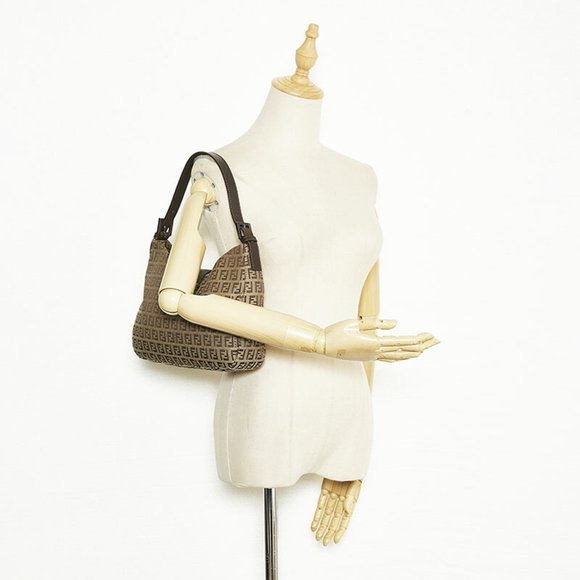 Fendi Zucchino Mamma Bucket One Shoulder Bag Handbag Beige Brown Canvas Leath... - Picture 11 of 11